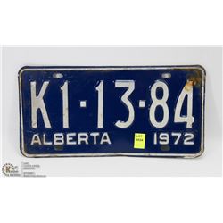 VINTAGE ALBERTA LICENSE PLATE - 1972