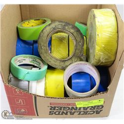 BOX OF VARIOUS ROLLS OF TAPE - NEW AND USED