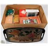 Image 1 : #12) BOX OF KITCHEN STUFF INCL NEW MUGS, SERVING
