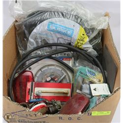 BOX OF SHOP SUPPLIES AND TOOLS INCLUDES