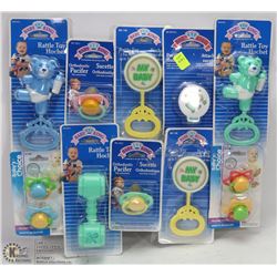BUNDLES OF BABY TOYS INCLUDING RATTLES AND