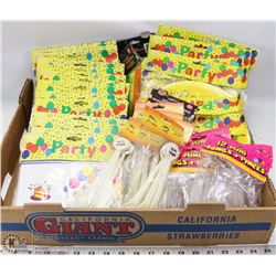 FLAT OF ASSORTED PARTY SUPPLIES
