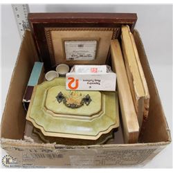 BOX WITH OLDER PICTURE, JEWELRY BOX, WOODEN EGG