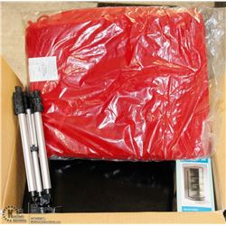 #44) BOX W/ BRIEF CASE, BIRD BANK, SET CUSHION,