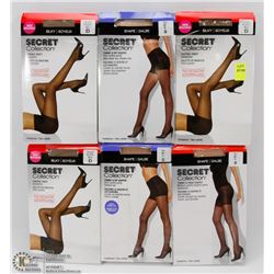LOT OF 6 SECRET COLLECTION PANTYHOSE
