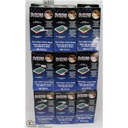LOT OF 9 PAWS CAT LITTER LINER BAGS