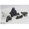 Image 1 : LOT OF 4 SOAP STONE CARVINGS AND CRYSTAL DOG