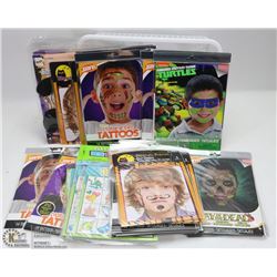 PLASTIC BASKET FULL OF GLOW IN THE DARK TATTOOS,