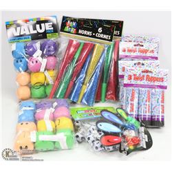 BOX OF KIDS FUN INCL SOFT SMILE BALLS, LASER