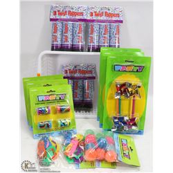 PLASTIC BASKET FULL OF PARTY FUN INCL BALLS,