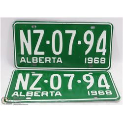 SET OF 2 -1968      ALBERTA LICENSE PLATES
