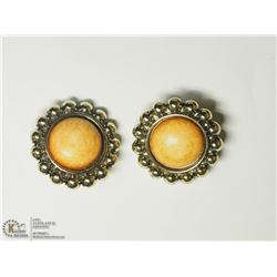 4) STERLING SILVER GEMSTONE CLIPON EARRINGS