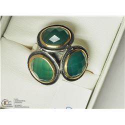 5) STERLING SILVER GREEN ONYX RING SIZE 6