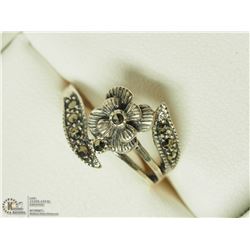 9) STERLING SILVER MARCASITE RING SIZE 6