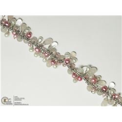 14) STERLING SILVER FRESHWATER & QUARTZ BRACELET
