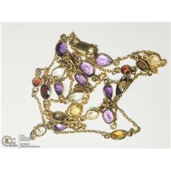 23) STERLING SILVER GOLD PLATED GEMSTONE NECKLACE