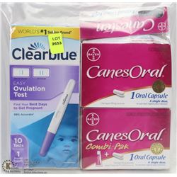 BAG OF OVULATION TEST AND CANESORAL CAPSULE AND