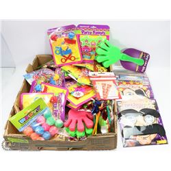 LARGE FLAT OF KIDS FUN INCL FAKE MOUSTACHES,