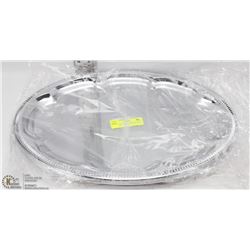 NEW OVAL TRAY 18" PLATED STEEL - LOT OF 4