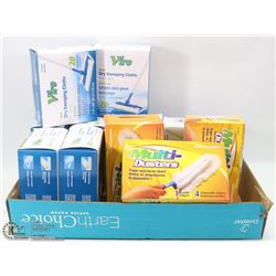 FLAT OF BOXES OF DRY SWEEPING CLOTHS AND MORE