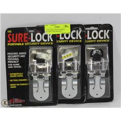 3 NEW SURE-LOCK SECURITY DEVICES - SECURES ANY