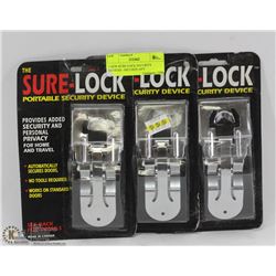 3 NEW SURE-LOCK SECURITY DEVICES - SECURES ANY