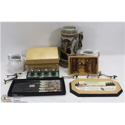 ESTATE FLAT OF COLLECTIBLES INCLUDING BEER STEIN