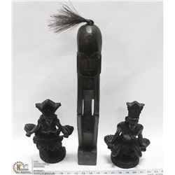 LOT OF DECOR INCL CARVED WOOD STATUETTE FROM