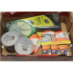 FLAT OF "OFF CLIPS" OFF CANDLES, 2 TIKI CANDLES,