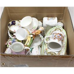 ESTATE BOX OF HOME CHINA COLLECTIBLES