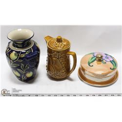 MADE IN JAPAN NORITAKE LIDDED DISH, TEA POT AND