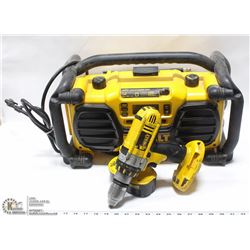 DEWALT RADIO & 18 VOLT DRILL COMES WITH BATTERY,
