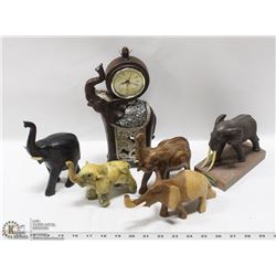 FLAT OF WOODEN ELEPHANTS 1 CLOCK