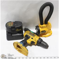 DEWALT 18VOLT DRILL & LIGHT WITH BATTERY & CHARGER