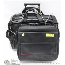 2 LEATHER LAPTOP BRIEFCASES INCL 1 WITH WHEELS