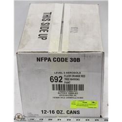 CASE OF 12 CANS OF FLUORESCENT ORANGE RED MARKING