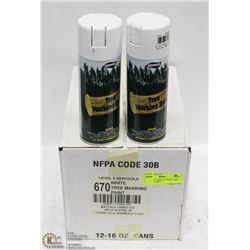 CASE OF 12 CANS OF  WHITE TREE MARKING PAINT.