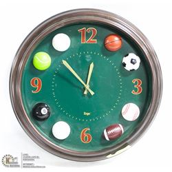DECORATIVE GLOBE WITH SPORTS THEME CLOCK