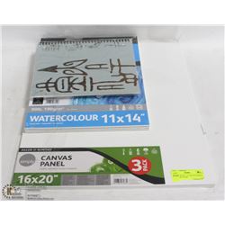 ART PACK INCL. 3 CANVAS PANELS, 30 WATER COLOR