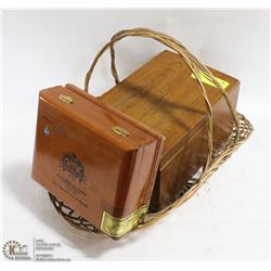 BASKET OF VINTAGE COLLECTIBLE BOXES