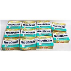 LOT OF 10 ASSORTED BOXES OF NICODERM PATCHES