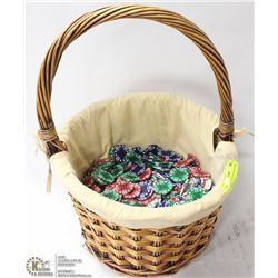 BASKET OF OVER 900 POKER CHIPS