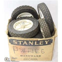 BOX OF LAWN MOWER/GARDEN EQUIPMENT WHEELS