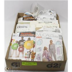 FLAT OF ASSORTED SEWING PATTERNS, INCLUDES