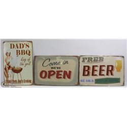 LOT OF 3 NEW METAL MANCAVE SIGNS.