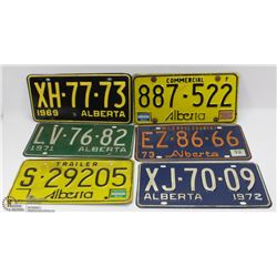 6 VINTAGE LICENSE PLATES