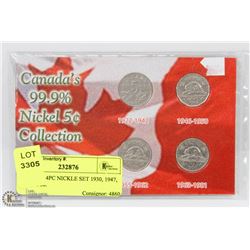 CANADA 4PC NICKEL SET 1930, 1947, 1960, 1966.
