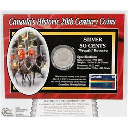 CANADA HISTORIC 20TH CENTURY COIN & STAMP SET.
