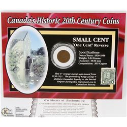 CANADIAN 20TH CENTURY COIN & STAMP SET - 1929 -