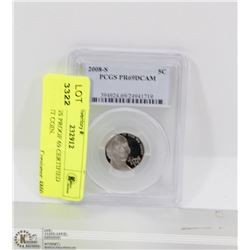 2008-S PCGS PROOF 69 CERTIFIED USA 5 CENT COIN.
